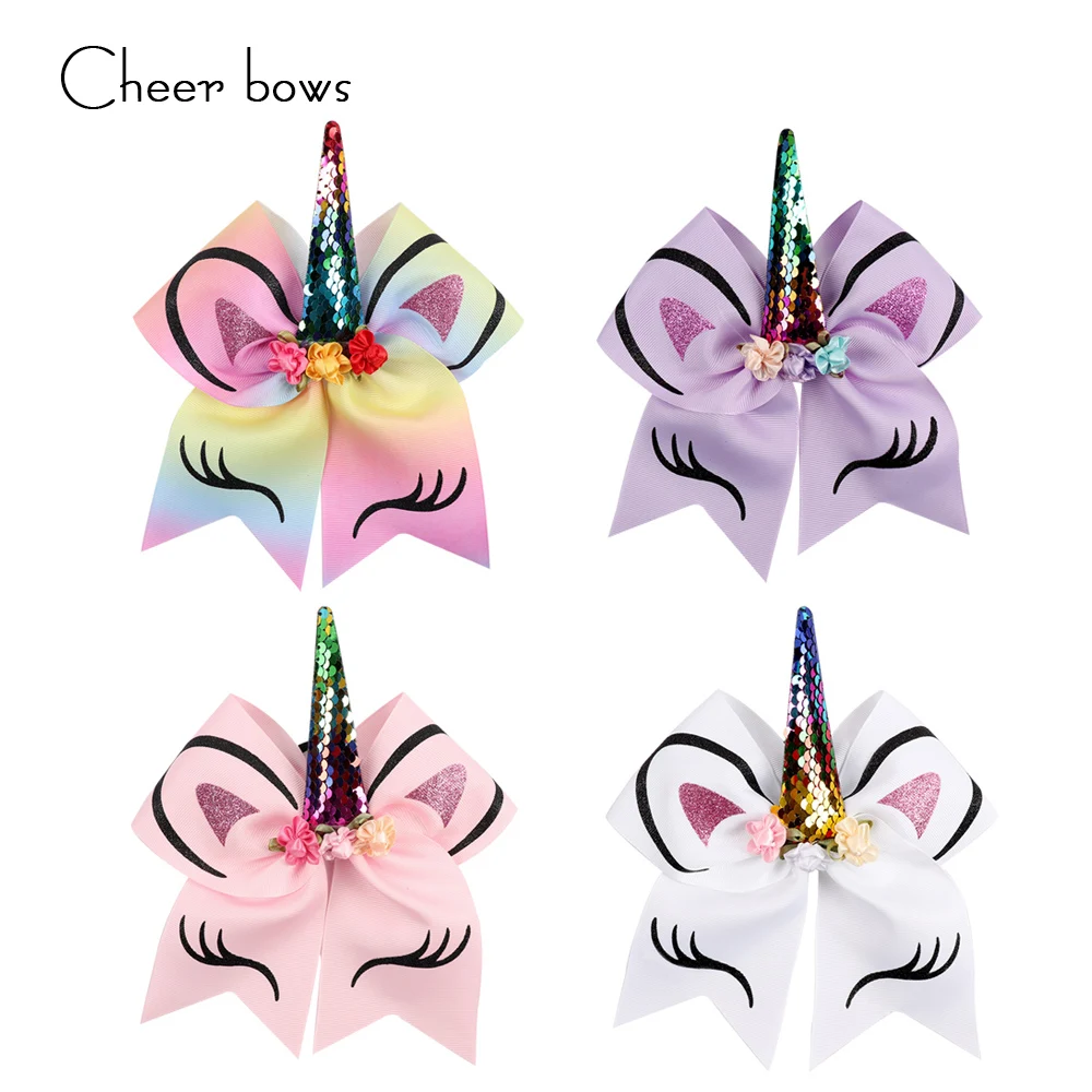 7'' Large Sequin Horse Horn Cheer Bows Glitter Print Flower Hair Bow With Elastic Hair Bands For Children Girls Hair Accessories
7'' Large Sequin Horse Horn Cheer Bows Glitter Print Flower Hair Bow With Elastic Hair Bands For Children Girls Hair Accessories