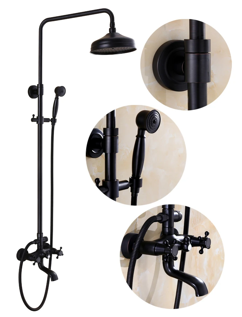 Bathroom Black Antique Brass Shower Column Shower Set Wall Mounted 8" Rainfall Shower Mixer Tap Faucet 3-functions Mixer Valve
Bathroom Black Antique Brass Shower Column Shower Set Wall Mounted 8" Rainfall Shower Mixer Tap Faucet 3-functions Mixer Valve