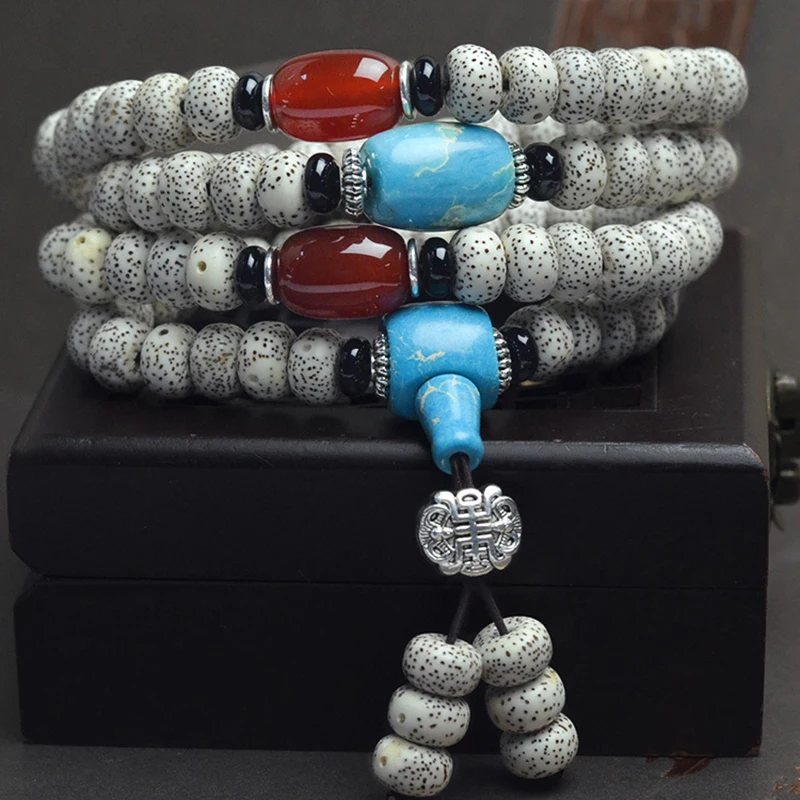 Изящный лунный месяц Xingyue натуральные браслеты Bodhi 108 Будда бусины камень высокая