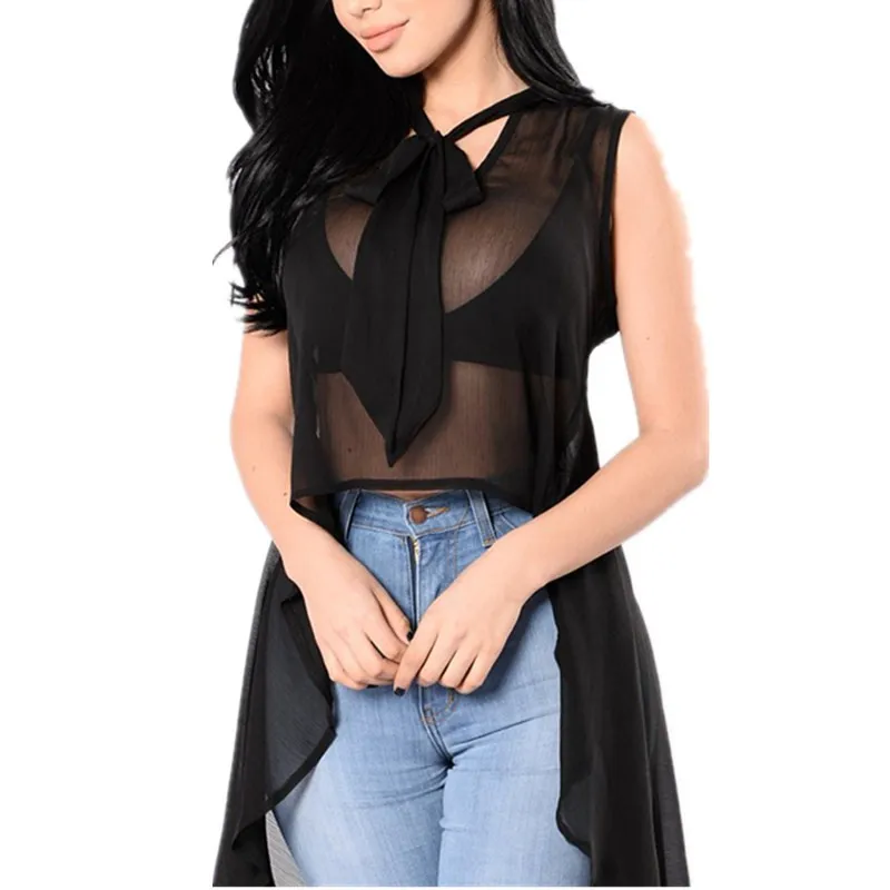 hirigin Women's See through Bowknot Mesh Sheer Sleeveless Irregular Tops female sexy summer blouses ladies solid shirts femme
hirigin Women's See through Bowknot Mesh Sheer Sleeveless Irregular Tops female sexy summer blouses ladies solid shirts femme
