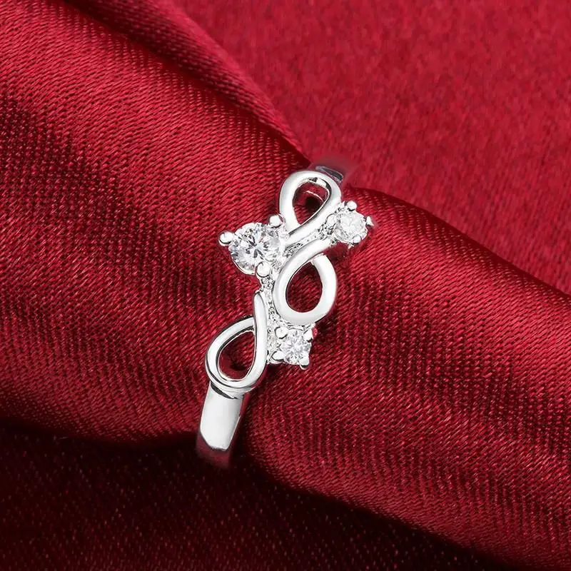 Классическое Свадебное женское кольцо с кристаллами серебряного цвета простое и