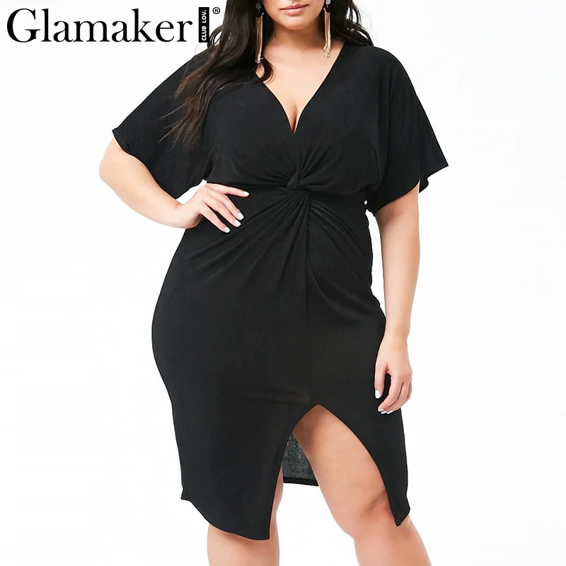Женское трикотажное платье Glamaker черное облегающее с высокой талией и коротким