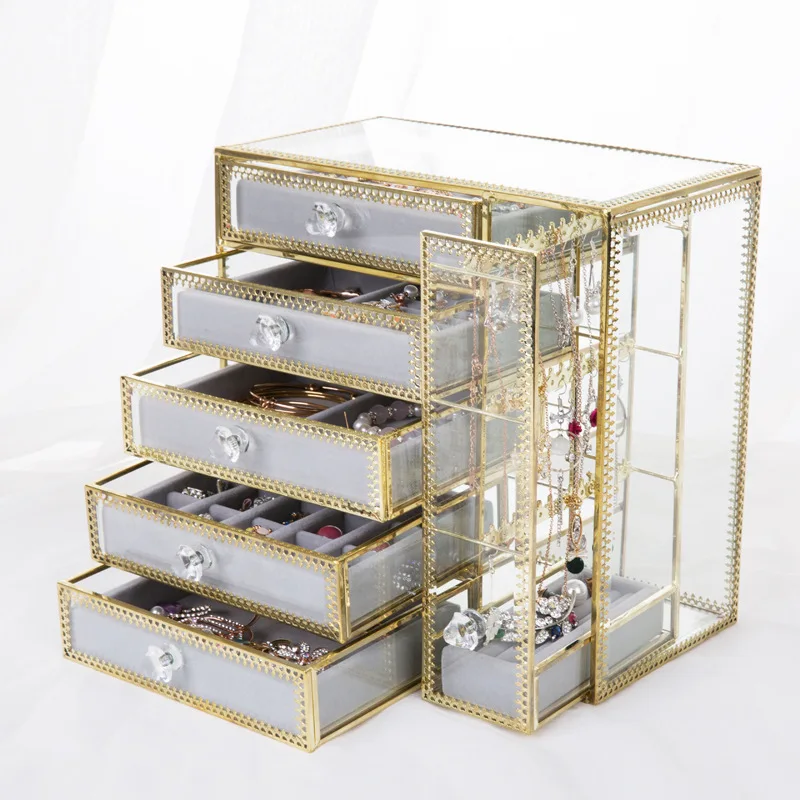 2019 New Drawer Storage Box Gold Jewelry Storage Box Earrings Earrings Necklace Glass Desktop Jewelry Box Gifts
2019 New Drawer Storage Box Gold Jewelry Storage Box Earrings Earrings Necklace Glass Desktop Jewelry Box Gifts