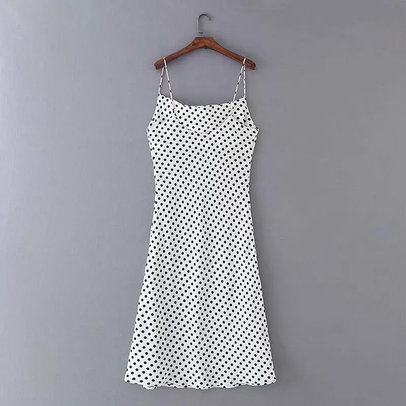 Summer Dress 2019 Fashion New Long Dress Women Wave Point Sling Sexy Dress Elegant