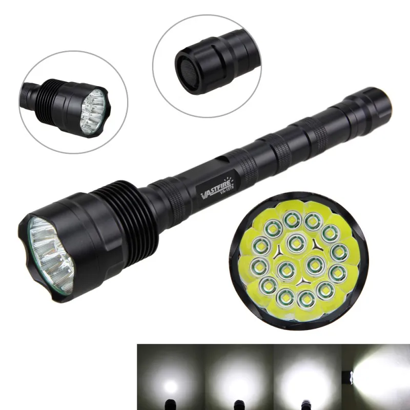 Powerful 4500 Lm 15 x XM-L T6 LED Flashlight Torch Rechargeable Aluminum Tactical Night Light For Outdoor Hiking Camping
Powerful 4500 Lm 15 x XM-L T6 LED Flashlight Torch Rechargeable Aluminum Tactical Night Light For Outdoor Hiking Camping