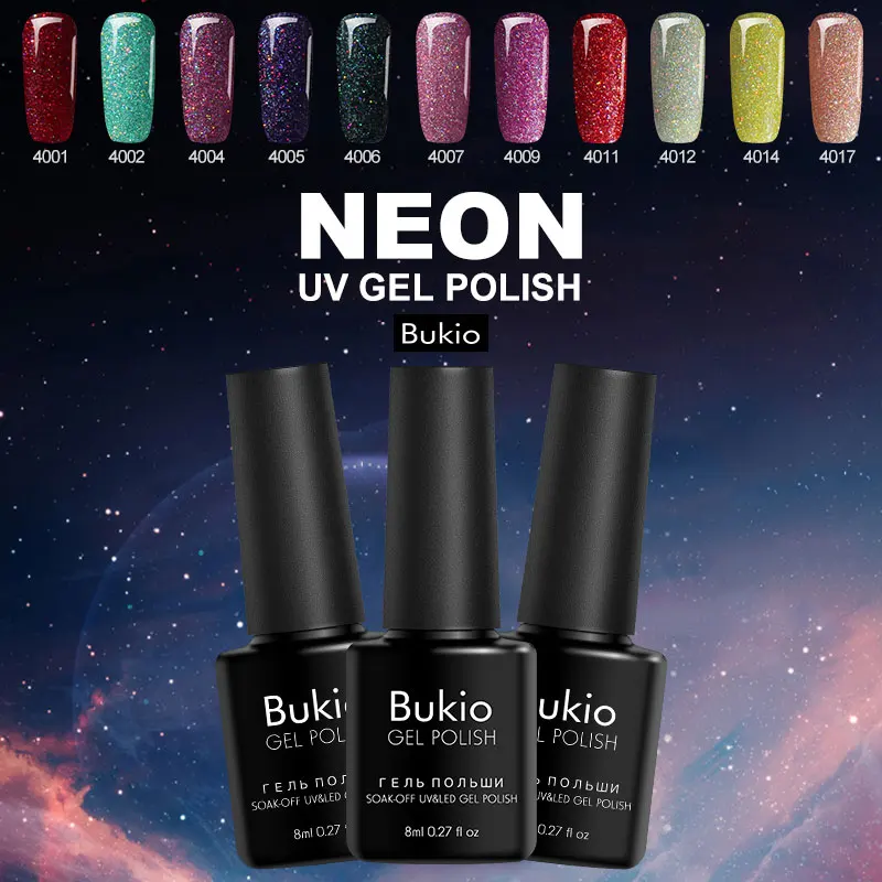 Новинка 2019 неоновый УФ Гель лак Bukio для ногтей счастливого цвета набор маникюра