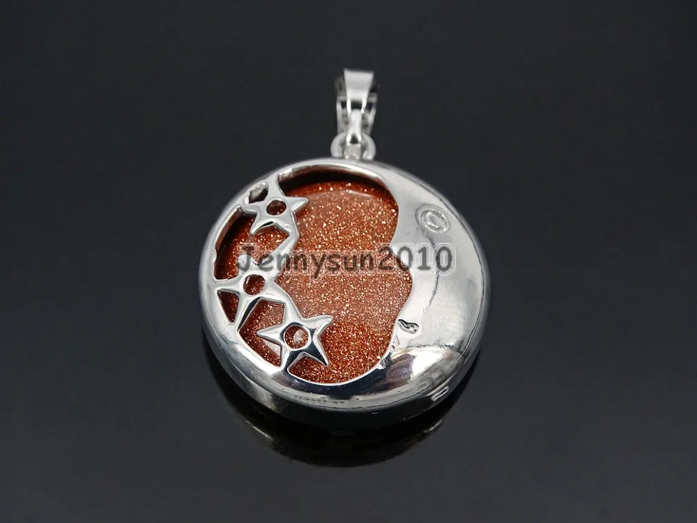 Natural Gold Sand Gems Stone Round Silver Plated Stars and Moon Pendant Charm Beads Healing Great Jewelry Design 10Pcs/Pack
Natural Gold Sand Gems Stone Round Silver Plated Stars and Moon Pendant Charm Beads Healing Great Jewelry Design 10Pcs/Pack