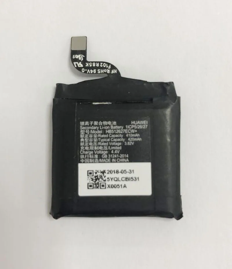 100% оригинальный и новый аккумулятор для смарт часов 420 мАч HUAWEI Watch GT HB512627ECW