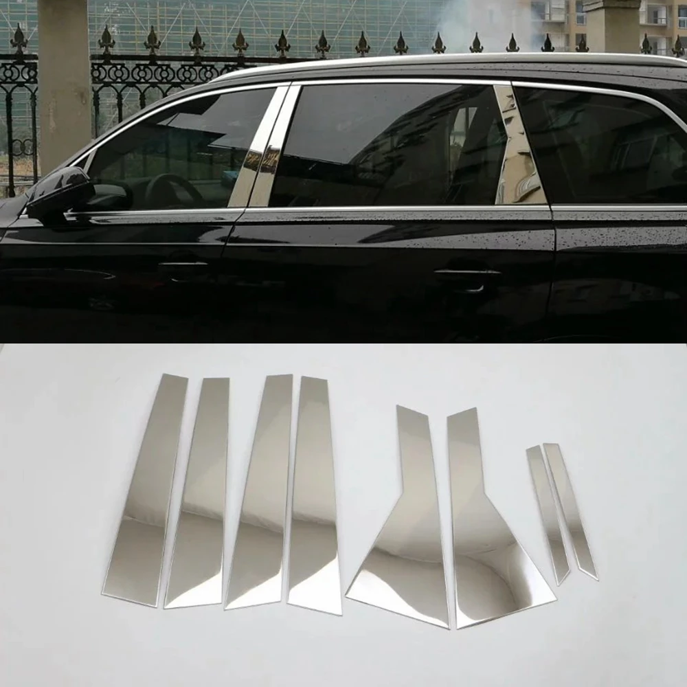

MONTFORD Fit For Audi Q7 2016 2017 2018 Stainless Steel Window Trims Center Pillars A + B + C Pillar Covers 8Pcs Car Accessories