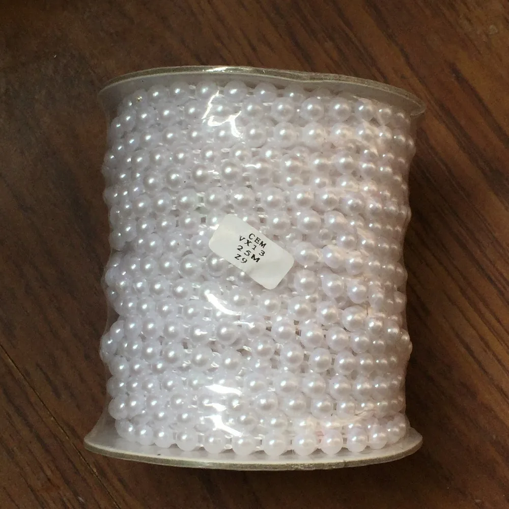 25 Meters/Roll 6mm Half round Flat Back Plastic Pearl Trim String Trim Chain Sew White / Beige / Golden / Silver VX13
25 Meters/Roll 6mm Half round Flat Back Plastic Pearl Trim String Trim Chain Sew White / Beige / Golden / Silver VX13