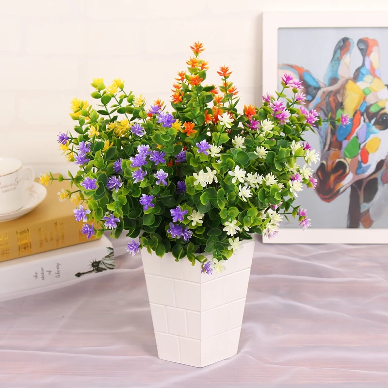 Fake Plants Artificial Greenery Shrubs Eucalyptus Branches with Purple Yellow white Baby's Breath Flower
Fake Plants Artificial Greenery Shrubs Eucalyptus Branches with Purple Yellow white Baby's Breath Flower