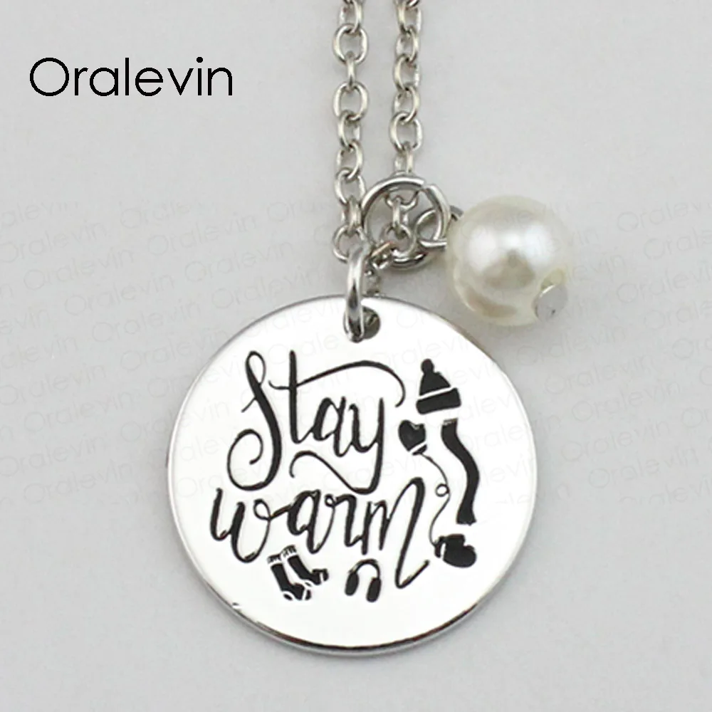 STAY WARM Inspirational Hand Stamped Engraved Accessories Custom Pendant Necklace for Women Gift Jewelry,10Pcs/Lot, #LN1688
STAY WARM Inspirational Hand Stamped Engraved Accessories Custom Pendant Necklace for Women Gift Jewelry,10Pcs/Lot, #LN1688