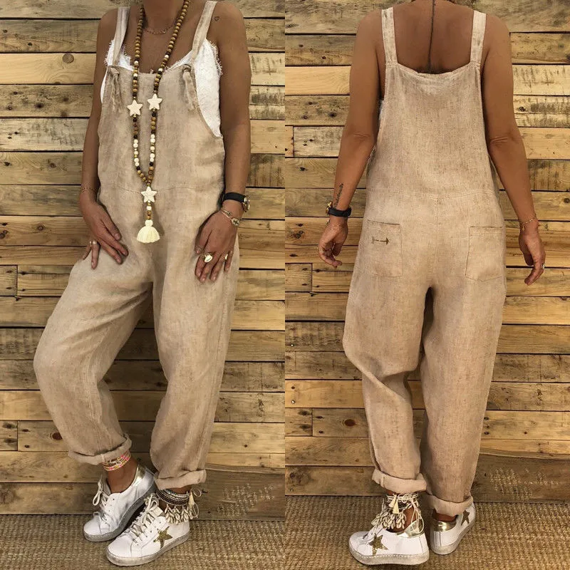 Women Casual Cotton Linen Vintage Sling Jumpsuit Overalls Female Retro Harem Pants Ladies Loose Pocket Strap Jumpsuit Trousers
Women Casual Cotton Linen Vintage Sling Jumpsuit Overalls Female Retro Harem Pants Ladies Loose Pocket Strap Jumpsuit Trousers