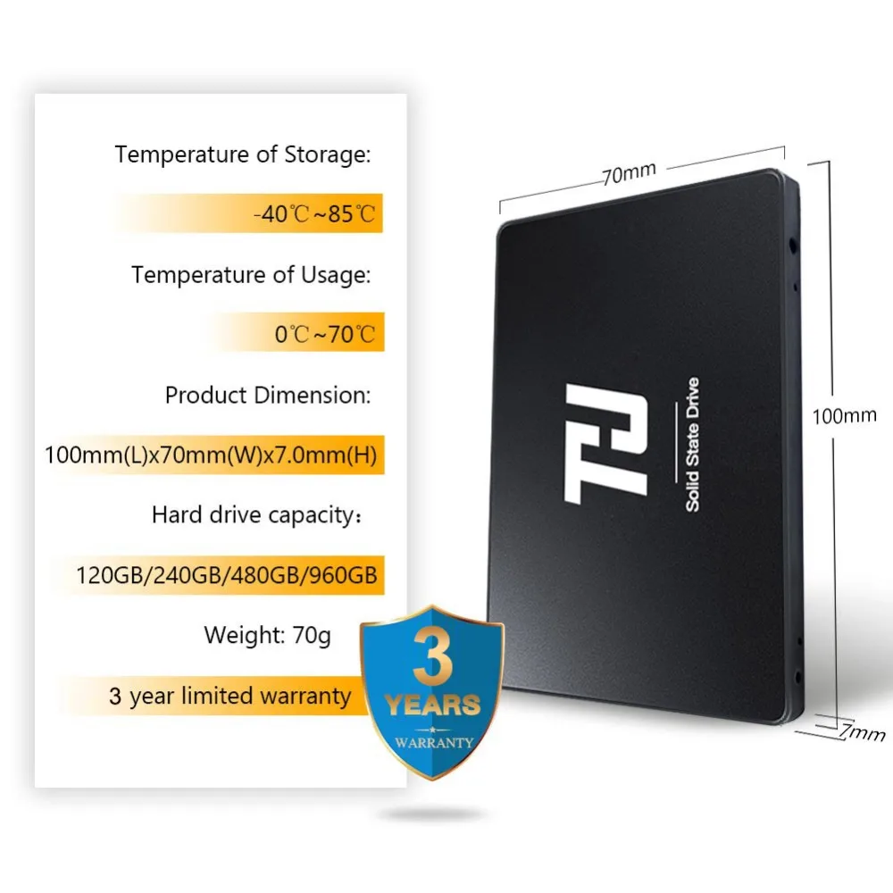 THU SSD SATA3 SATA 120GB 240GB Internal Solid Hard Disk Drive 480GB 1TB 540MB/s 2.5" for PC Laptop notebook
THU SSD SATA3 SATA 120GB 240GB Internal Solid Hard Disk Drive 480GB 1TB 540MB/s 2.5" for PC Laptop notebook