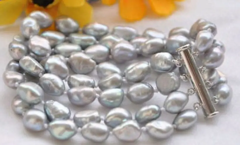 free shipping 4row 7.5" 8-9mm gray baroque freshwater cultured pearl bracelet@^Noble style Natural
free shipping 4row 7.5" 8-9mm gray baroque freshwater cultured pearl bracelet@^Noble style Natural