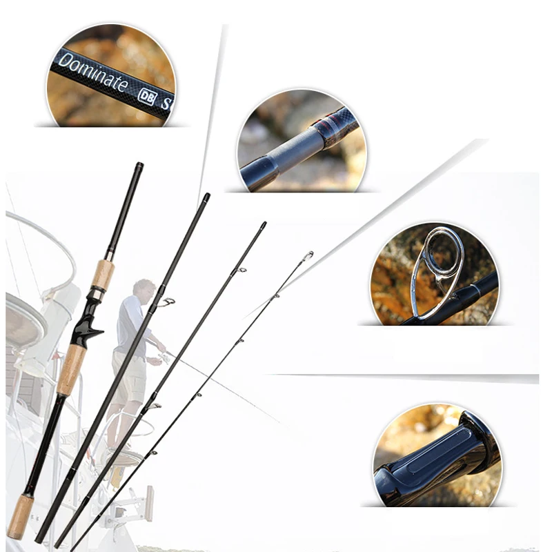 Spinning Lure Fishing Rod 1.8M 2.1M 2.4M 2.7M 3M Carbon 4 Sections Travel Casting Medium Fast 10-25g FG115 | Спорт и развлечения