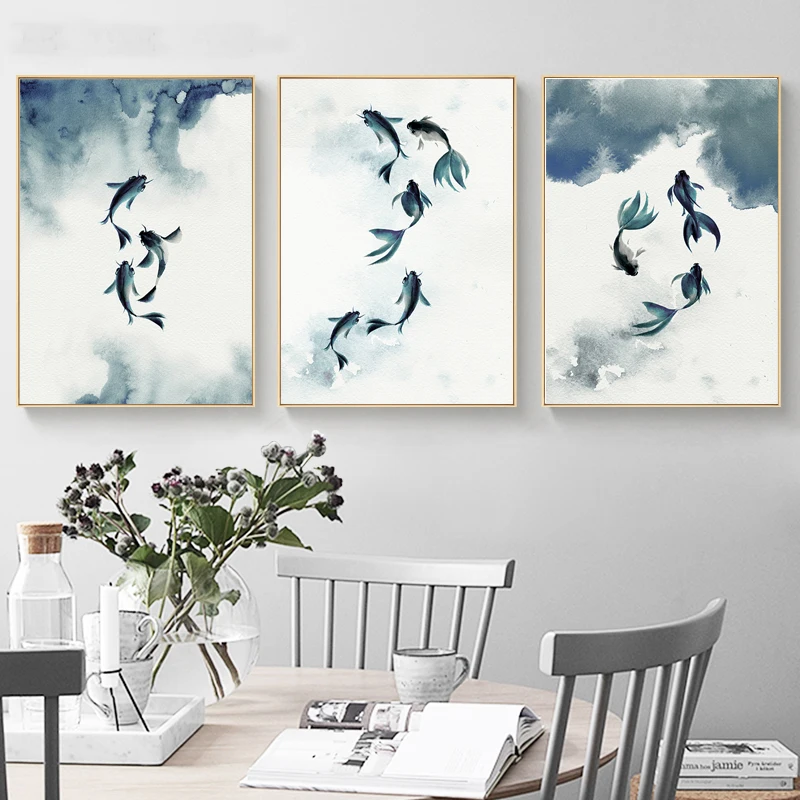 Chinese Style Fish Ink Painting Blue Watercolour Canvas Art Wall Picture Abstract Posters And Prints For Living Room Home Decor
Chinese Style Fish Ink Painting Blue Watercolour Canvas Art Wall Picture Abstract Posters And Prints For Living Room Home Decor