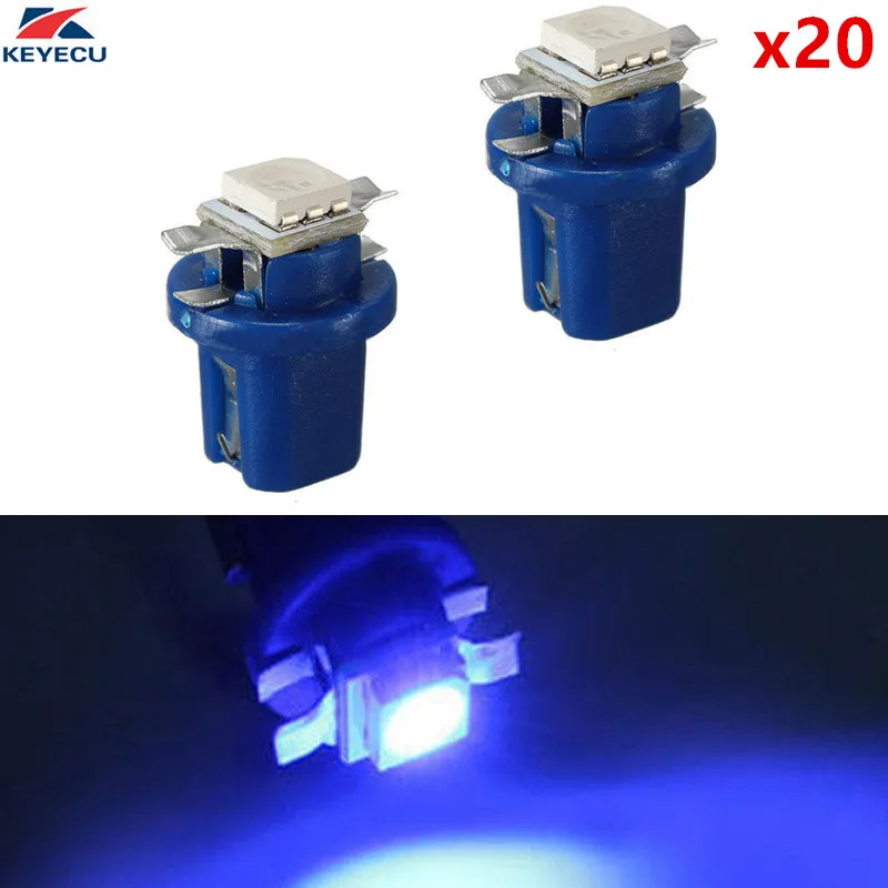 KEYECU 20 шт. синяя T5 B8.5D 5050 1SMD Автомобильная фонарь лампочка|Корпус| |