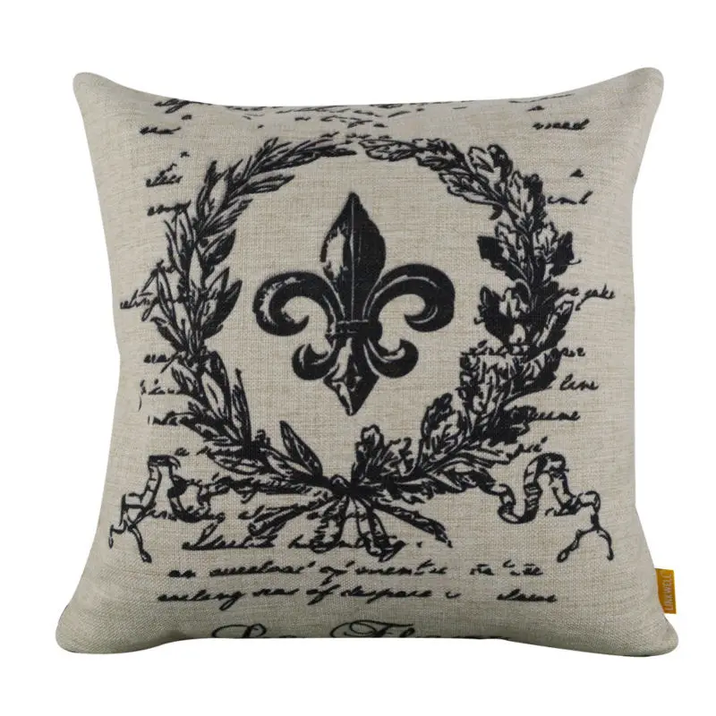 LINKWELL 45x45cm France Paris Black Fleur De Lys with Wreath Words for Home Decoration Burlap Cushion Cover Pillowcase Cover
LINKWELL 45x45cm France Paris Black Fleur De Lys with Wreath Words for Home Decoration Burlap Cushion Cover Pillowcase Cover