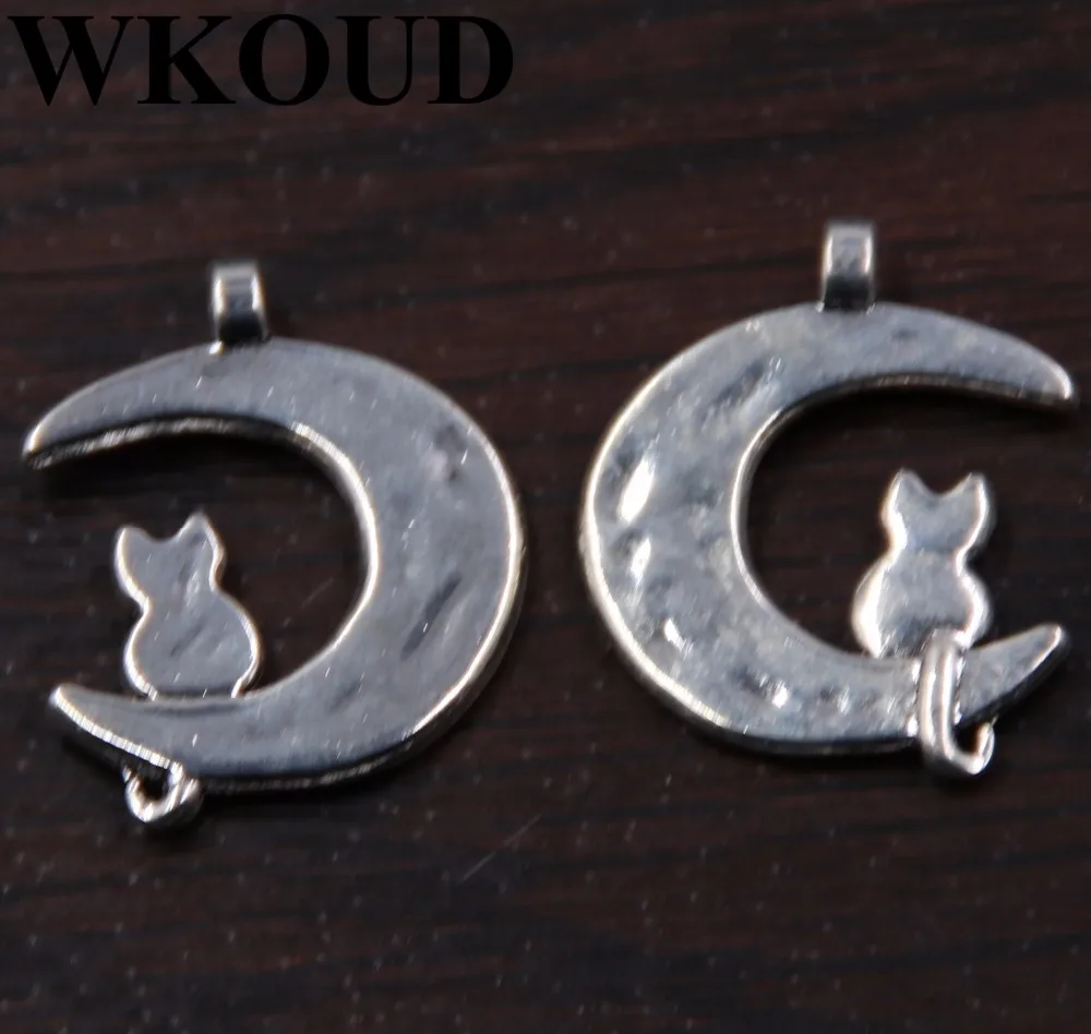 15pcs Antique Sliver Color Moon Cat Alloy Pendant DIY Charm Necklaces Earrings Jewelry Crafts Making 23*18mm A133
15pcs Antique Sliver Color Moon Cat Alloy Pendant DIY Charm Necklaces Earrings Jewelry Crafts Making 23*18mm A133