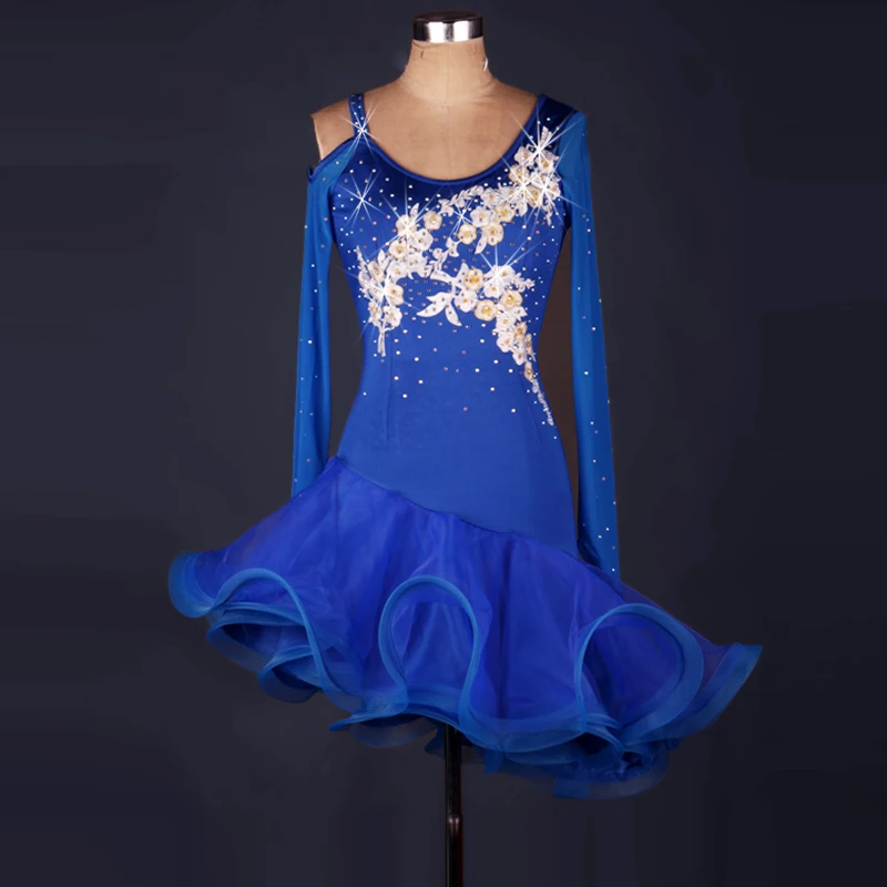 Fashion Latin Dance Dress Girls Blue Long Sleeves Latin Dance Costumes for Women Diamond Latin Dresses for Girls Competition
Fashion Latin Dance Dress Girls Blue Long Sleeves Latin Dance Costumes for Women Diamond Latin Dresses for Girls Competition
