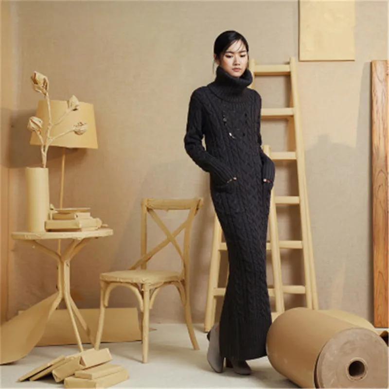 100%hand made pure wool turtleneck knit women streetwear solid H-straight slim super long pullover sweater one&over size
100%hand made pure wool turtleneck knit women streetwear solid H-straight slim super long pullover sweater one&over size