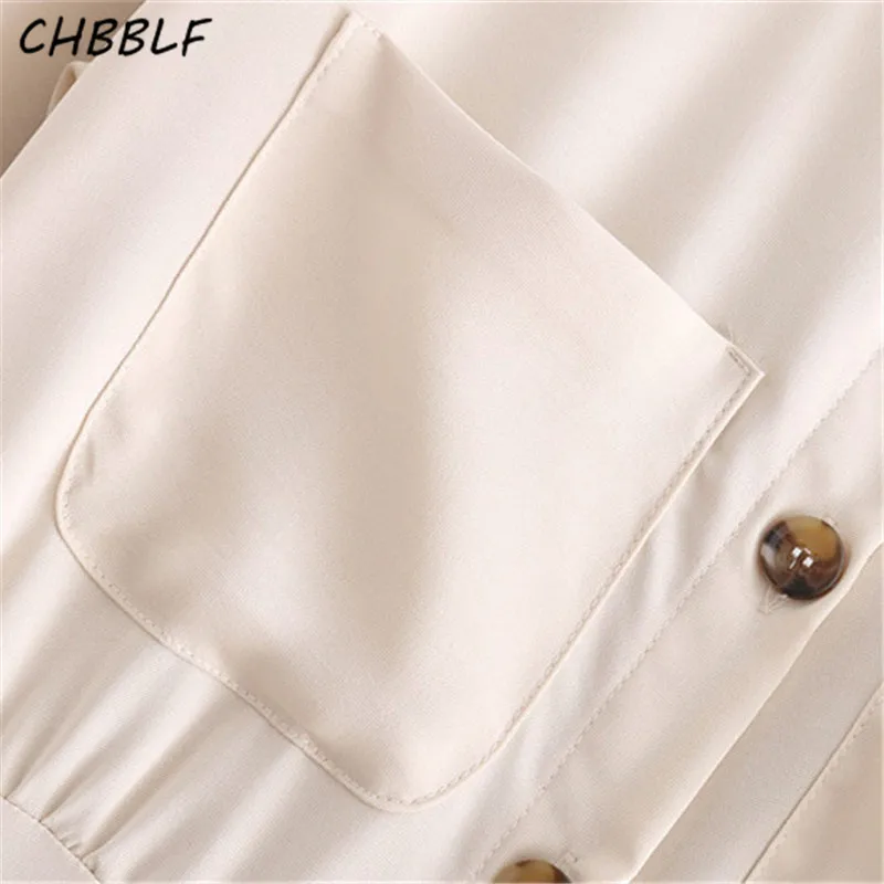 CHBBLF женское элегантное однотонное платье миди с двойными карманами длинным