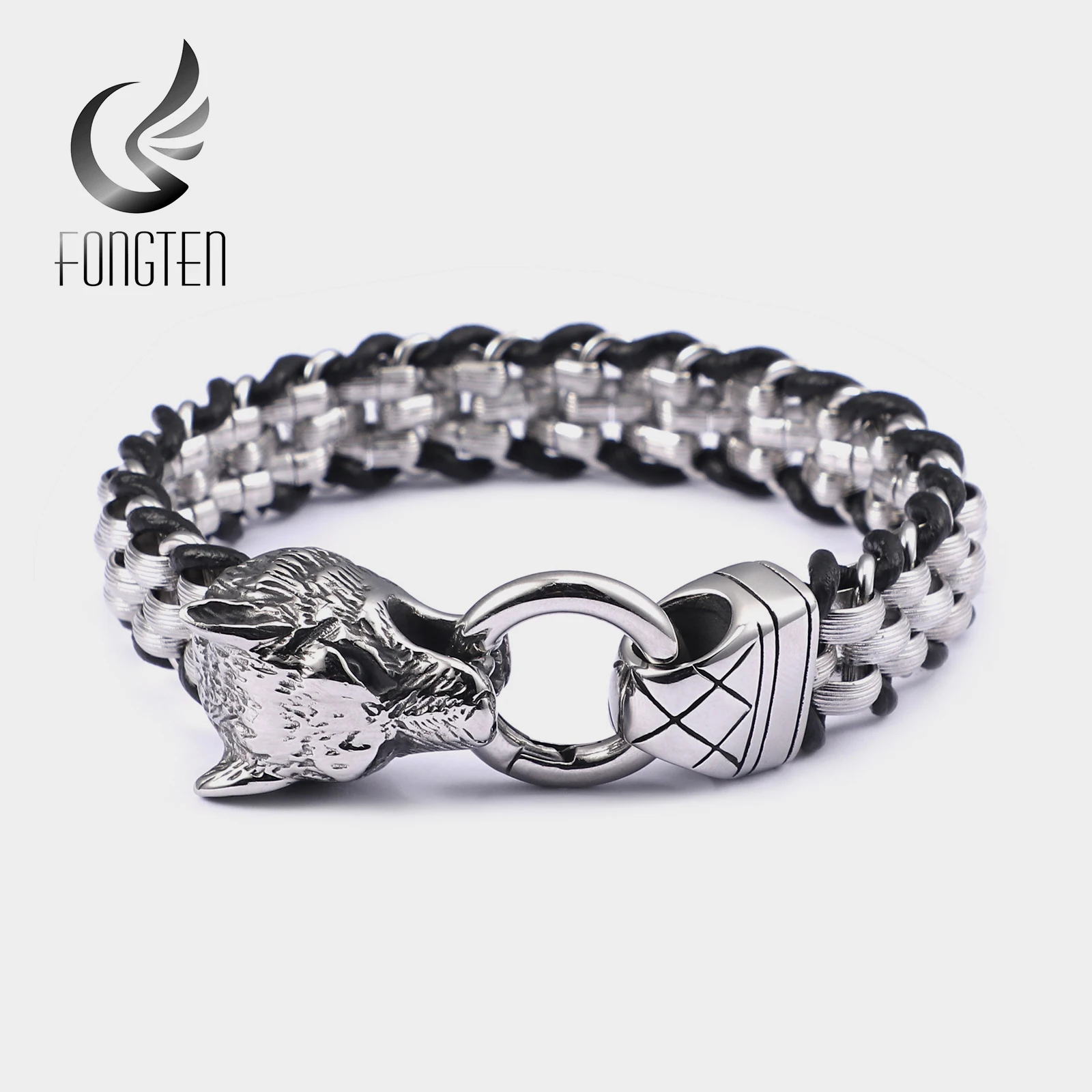 Fongten Vintage Animal Wolf Stainless Steel Viking Charm Wide Link Chain Bracelet Men Fashion Jewelry
Fongten Vintage Animal Wolf Stainless Steel Viking Charm Wide Link Chain Bracelet Men Fashion Jewelry