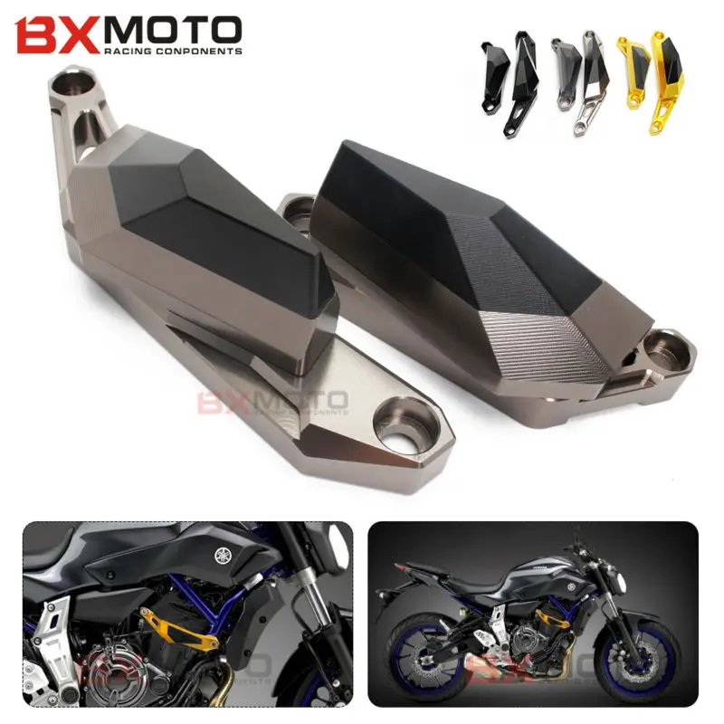 Фото Для Yamaha MT07 MT-07 2013 2014 2015 2016 2017 2018 Мотоцикл с ЧПУ слайдеры рамы слайдер протектор