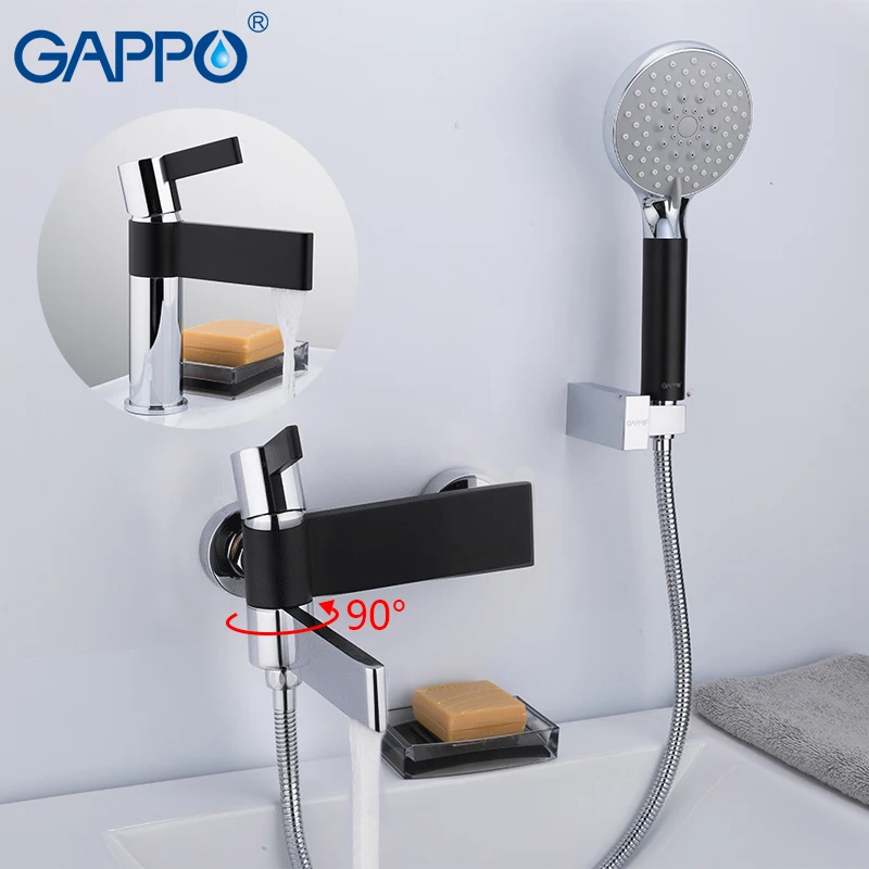 GAPPO Shower Faucets brass water tap chrome and black bath faucet mixer shower set with basin faucet torneira do anheiro
GAPPO Shower Faucets brass water tap chrome and black bath faucet mixer shower set with basin faucet torneira do anheiro