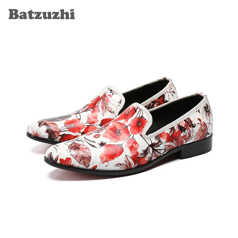 Batzuzhi Fashion Loafers Shoes Men Flats White Print Red Flowers Genuine Leather Men Loafers Erkek Ayakkabi, Big Sizes US6-12
Batzuzhi Fashion Loafers Shoes Men Flats White Print Red Flowers Genuine Leather Men Loafers Erkek Ayakkabi, Big Sizes US6-12