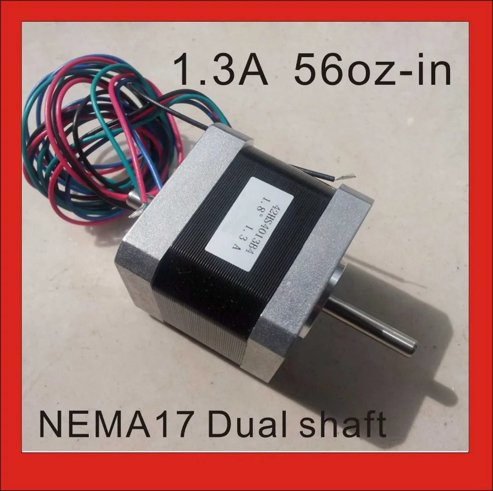 NEMA17 Dual Shaft Stepper Motor 1.3A 62.5 oz-in Body Length 40mm CE Rohs Stepping Motor
NEMA17 Dual Shaft Stepper Motor 1.3A 62.5 oz-in Body Length 40mm CE Rohs Stepping Motor