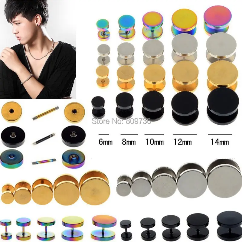 2Pcs Mens Barbell Punk Gothic 6-14mm Stainless Steel Ear Studs Fake Ear Plug Stretcher Cheater Earring Piercing Jewelry
2Pcs Mens Barbell Punk Gothic 6-14mm Stainless Steel Ear Studs Fake Ear Plug Stretcher Cheater Earring Piercing Jewelry