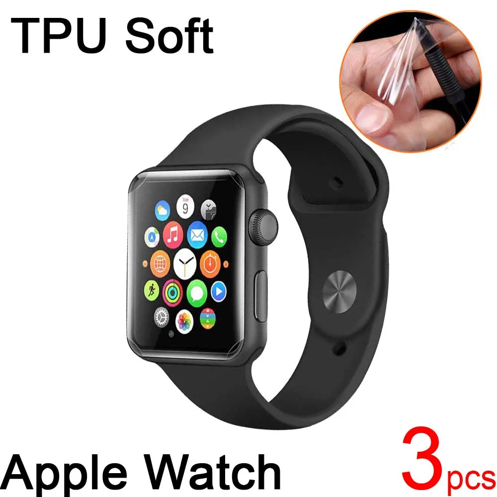 3 шт ультра прозрачный ТПУ мягкий экран протектор Крышка для Apple Watch 42 мм 38 Series3/2/1