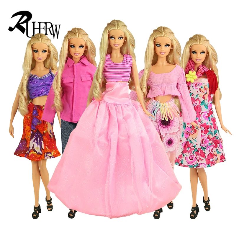 5 шт./лот новое модное платье комплект одежды Повседневная Одежда для куклы Барби
