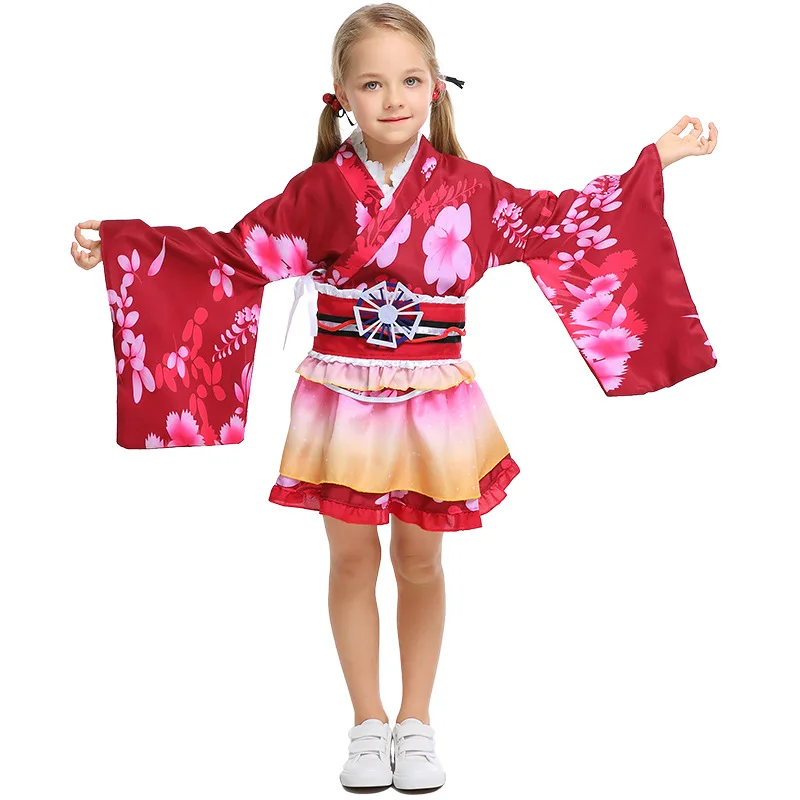Janpanese Kimono Skirt Kid Print Flower Dress Festival Cosplay Costume Children Girls Suit Maid Fancy Elegant Halloween Outfit
Janpanese Kimono Skirt Kid Print Flower Dress Festival Cosplay Costume Children Girls Suit Maid Fancy Elegant Halloween Outfit
