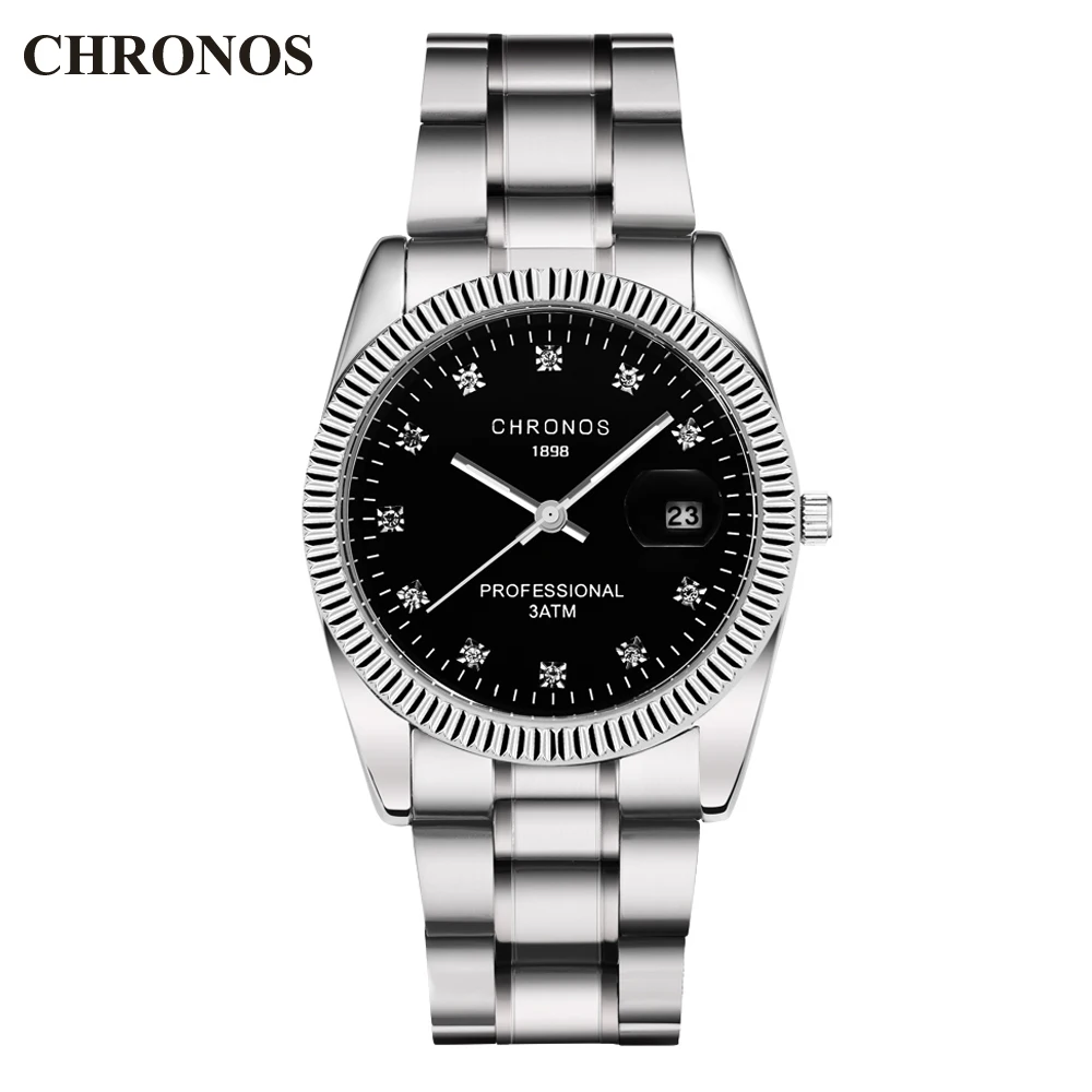 Мужские кварцевые часы Chronos с цирконом, Лидирующий бренд, роскошные модные часы серебристого цвета из нержавеющей стали с календарем, кварц...
Мужские кварцевые часы Chronos с цирконом, Лидирующий бренд, роскошные модные часы серебристого цвета из нержавеющей стали с календарем, кварц...