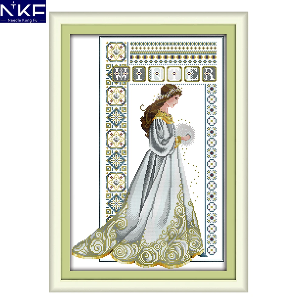 NKF Winter angel figure style handcraft needlepoint kits free counted stamped cross stitch kits for home decoration
NKF Winter angel figure style handcraft needlepoint kits free counted stamped cross stitch kits for home decoration