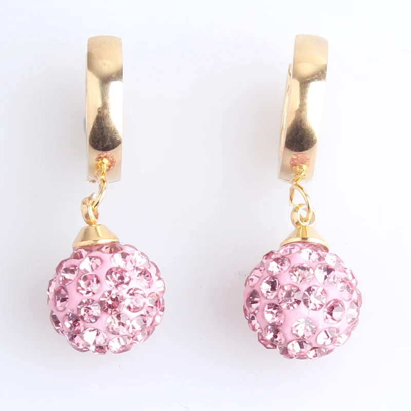 Gold color Full crystal Pink white Ball 316L Stainless Steel Stud Earrings for women men wholesale
Gold color Full crystal Pink white Ball 316L Stainless Steel Stud Earrings for women men wholesale