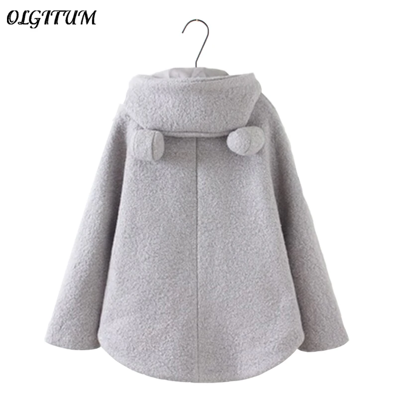 Fashion wild single-breasted woolen coat autumn/winter new women jacket coat lovely bear ears hooded thicken outwear loose parka
Fashion wild single-breasted woolen coat autumn/winter new women jacket coat lovely bear ears hooded thicken outwear loose parka