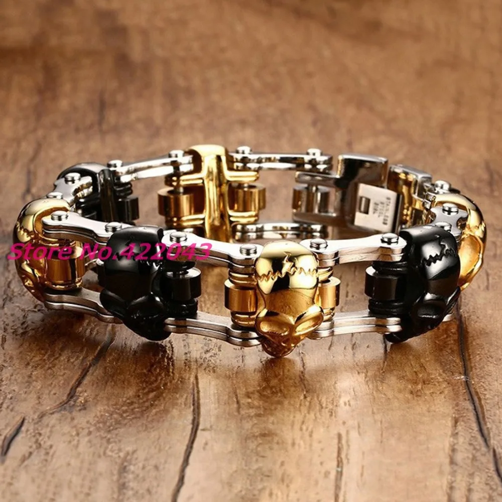 22.5cm*16mm HEAVY Boys Men's Chain Skull Black Gold Silver Color Biker Motorcycle Link 316L Stainless Steel Bracelet Jewelry
22.5cm*16mm HEAVY Boys Men's Chain Skull Black Gold Silver Color Biker Motorcycle Link 316L Stainless Steel Bracelet Jewelry