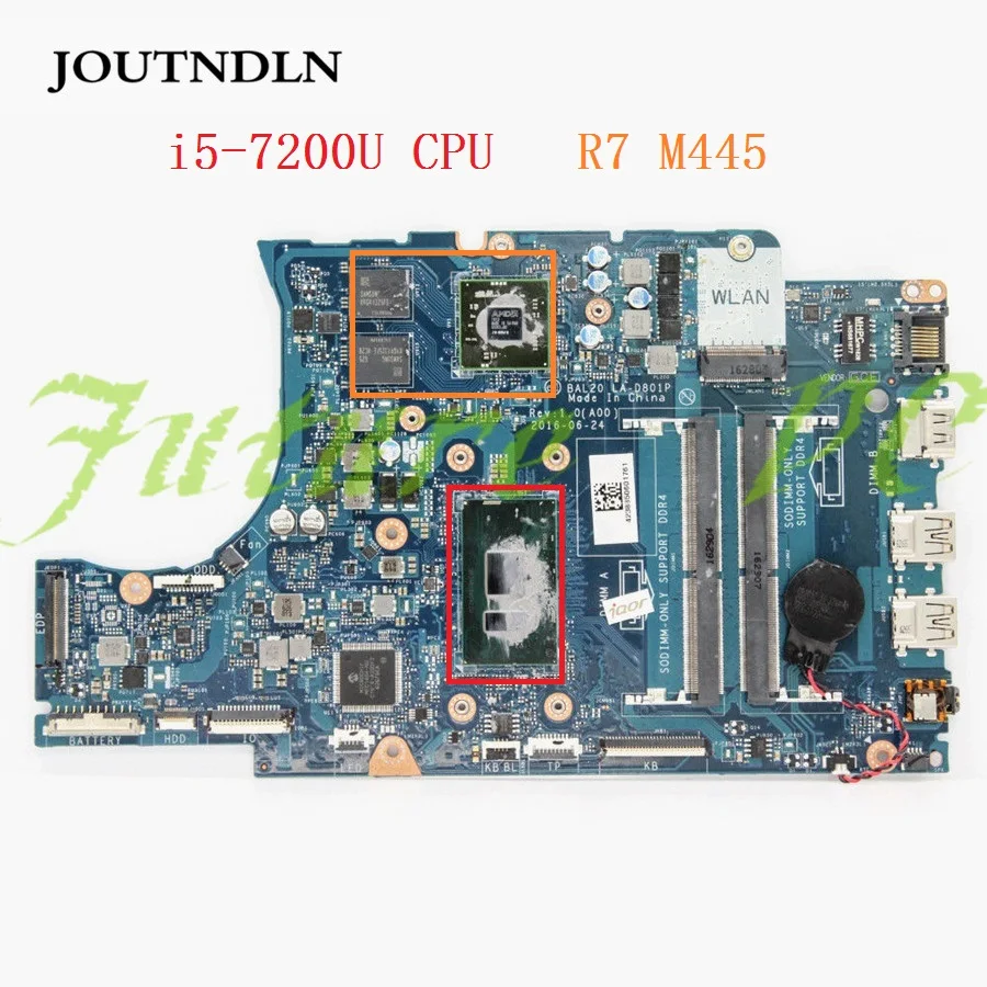 JOUTNDLN для Dell INSPIRON 15 5567 материнская плата ноутбука BAL20 LA D801P 02PVGT CN DDR4 i5 7200U CPU R7