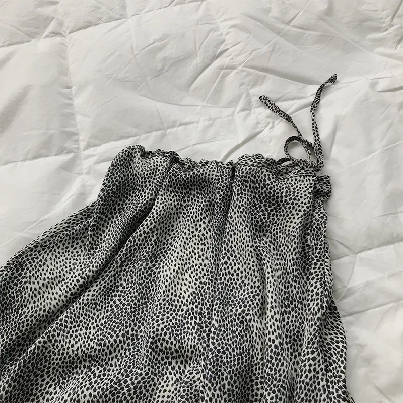 Модная серая юбка с леопардовым принтом на весну и лето атласная шелковая тонкая