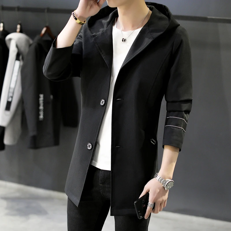 New spring and autumn long section slim hooded windbreaker Korean casual jacket men's youth tide streetwear Chinese Style
New spring and autumn long section slim hooded windbreaker Korean casual jacket men's youth tide streetwear Chinese Style