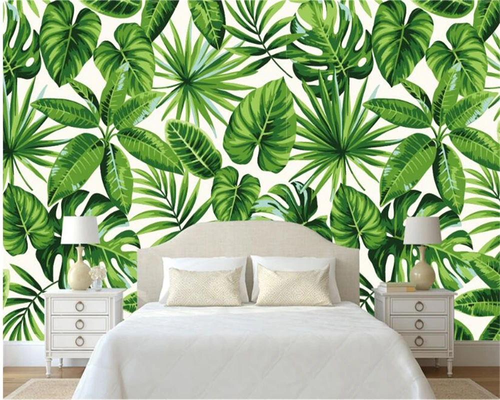 

beibehang Modern Classic Simple Fresh Rainforest Plant Banana Leaf Pastoral Wall paper Background Wall papel de parede wallpaper