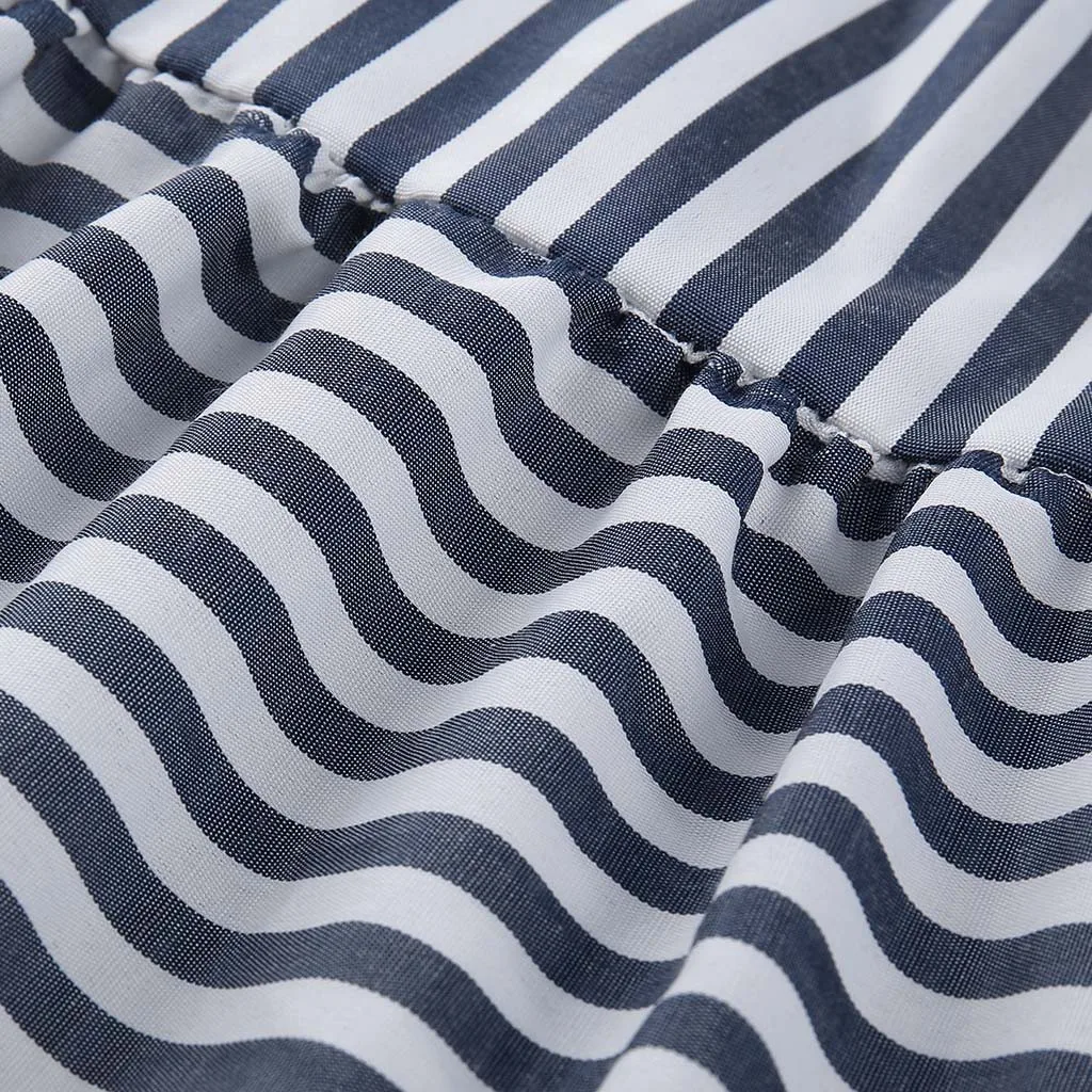 Summer Casual Blue Striped Long Dress Fashion Turn-down Collar Half Sleeve Swing Women Dresses Fit And Flare Button Dress Jurken
Summer Casual Blue Striped Long Dress Fashion Turn-down Collar Half Sleeve Swing Women Dresses Fit And Flare Button Dress Jurken
