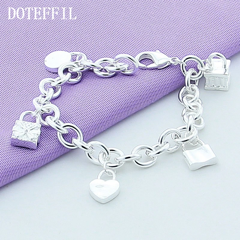 DOTEFFIL 925 Sterling Silver Five Round Square Lock Bracelet For Women Fashion Charm Wedding Engagement Party Jewelry
DOTEFFIL 925 Sterling Silver Five Round Square Lock Bracelet For Women Fashion Charm Wedding Engagement Party Jewelry