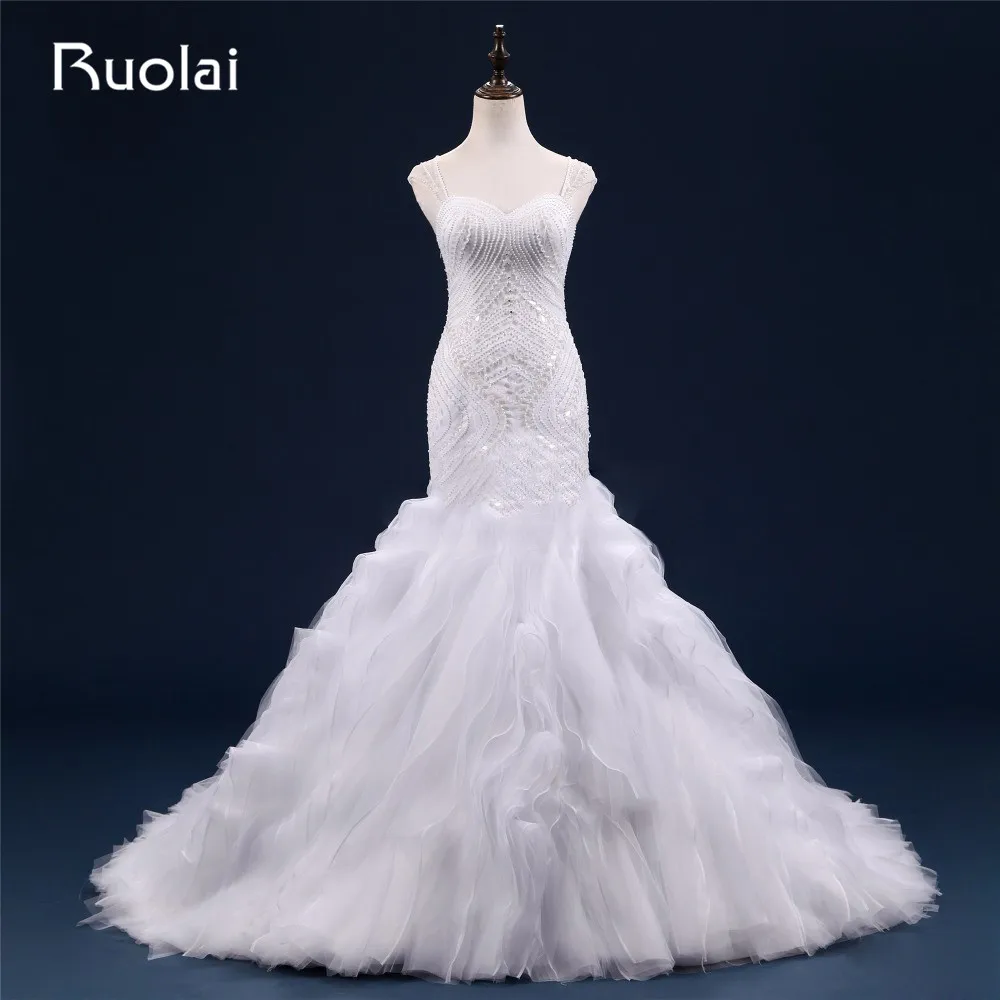 Sexy Heavy Beads Real Sweetheart Straps Tulle Mermaid Wedding Dresses Robe de mariage Ruffles Bottom Bridal Wedding Gown ASAW13
Sexy Heavy Beads Real Sweetheart Straps Tulle Mermaid Wedding Dresses Robe de mariage Ruffles Bottom Bridal Wedding Gown ASAW13