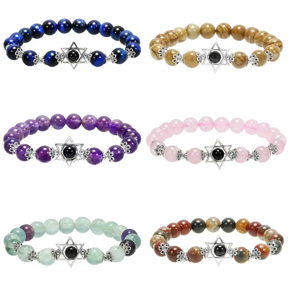 SUNYIK 8mm Stone Beads Merkaba Star Bracelet,Elastic Yoga Bangle,Crystal Healing Balancing Reiki 6.2"
SUNYIK 8mm Stone Beads Merkaba Star Bracelet,Elastic Yoga Bangle,Crystal Healing Balancing Reiki 6.2"