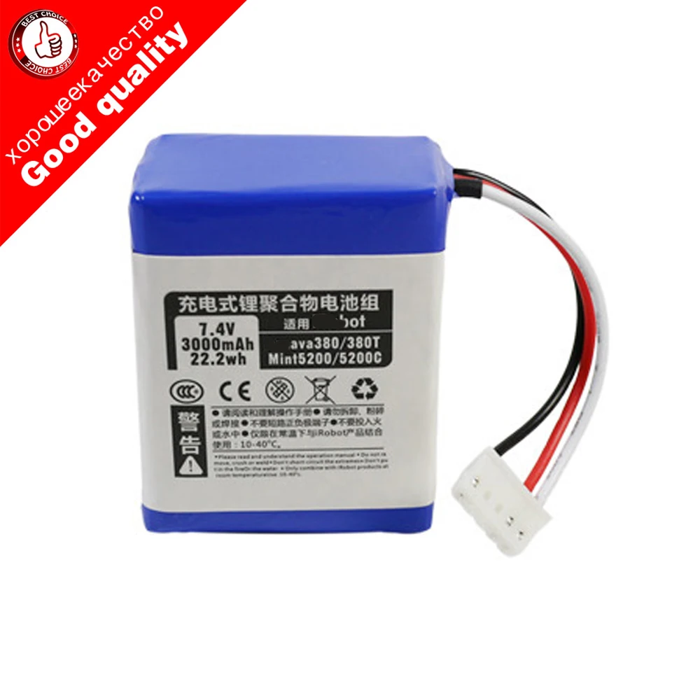 7.2V 3000mAh Li-ion Battery for iRobot Braava 380 380T Mint 5200 5200C Rechargeable Battery Vacuum Cleaner Accessories
7.2V 3000mAh Li-ion Battery for iRobot Braava 380 380T Mint 5200 5200C Rechargeable Battery Vacuum Cleaner Accessories
